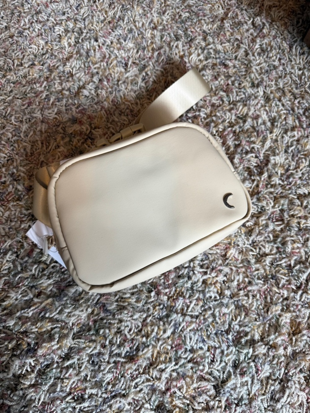 Zyia Cream Crossbody Belt Bag with Crescent Accent